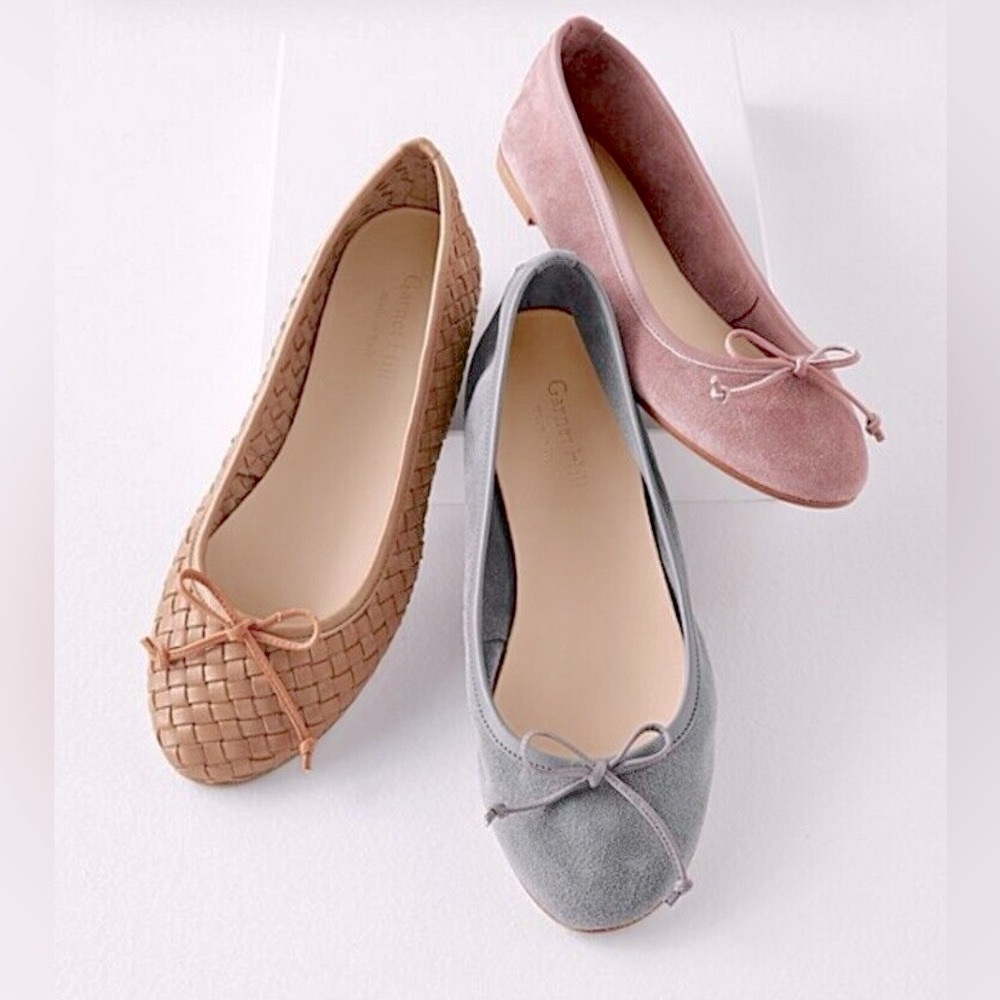 GARNET HILL BELISSIMA GRAY SUEDE BALLERINA FLAT- NWOB-8.5/MADE IN ITALY-SPRING
